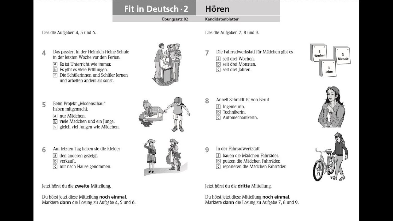 Deutsch A2 Wortschatz German A2 Listening Youtube
