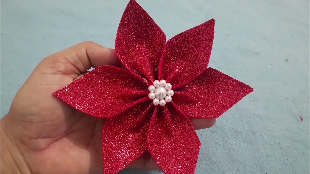 Como Fazer Flor de Natal em  Rápido e Fácil sem Molde/Flor Natalina -  YouTube