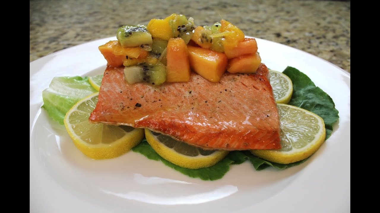 How to Make Himalayan Salt Block Grilled Salmon with a Tropical Fruit