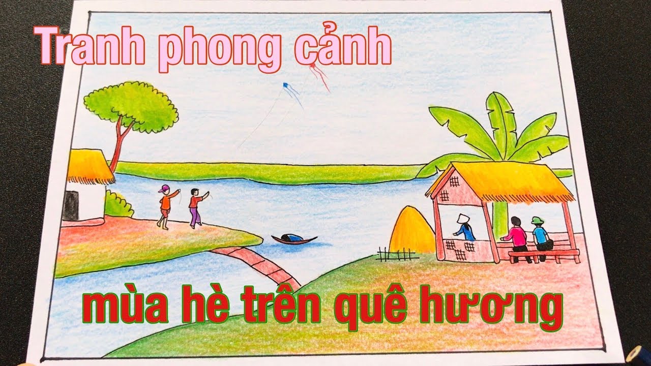 vẽ tranh phong cảnh mùa hè | how to draw landscape summer - YouTube