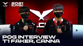 Faker, Canna 인터뷰 | 프레딧 vs. T1 | 07.31 | 2021 LCK 서머 스플릿