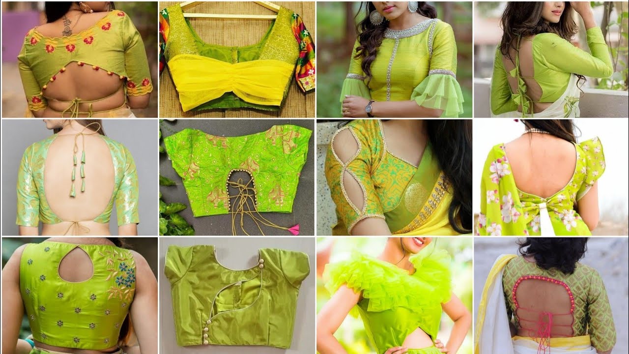 new blouse designs/lime blouse designs/yellow-green blouse designs ...