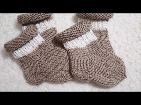 Как связать носки спицами для новорожденных