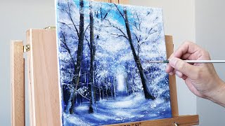 む*ん様 【雪の降る町】アクリル画 F3 風景画 絵画 アクリル絵の具で「雪の小径の風景」を描いてみた｜junya_art