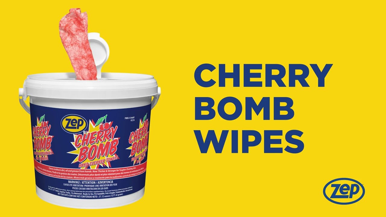 Zep Cherry Bomb Wipes | Heavy-Duty Industrial Hand Cleaner Towels