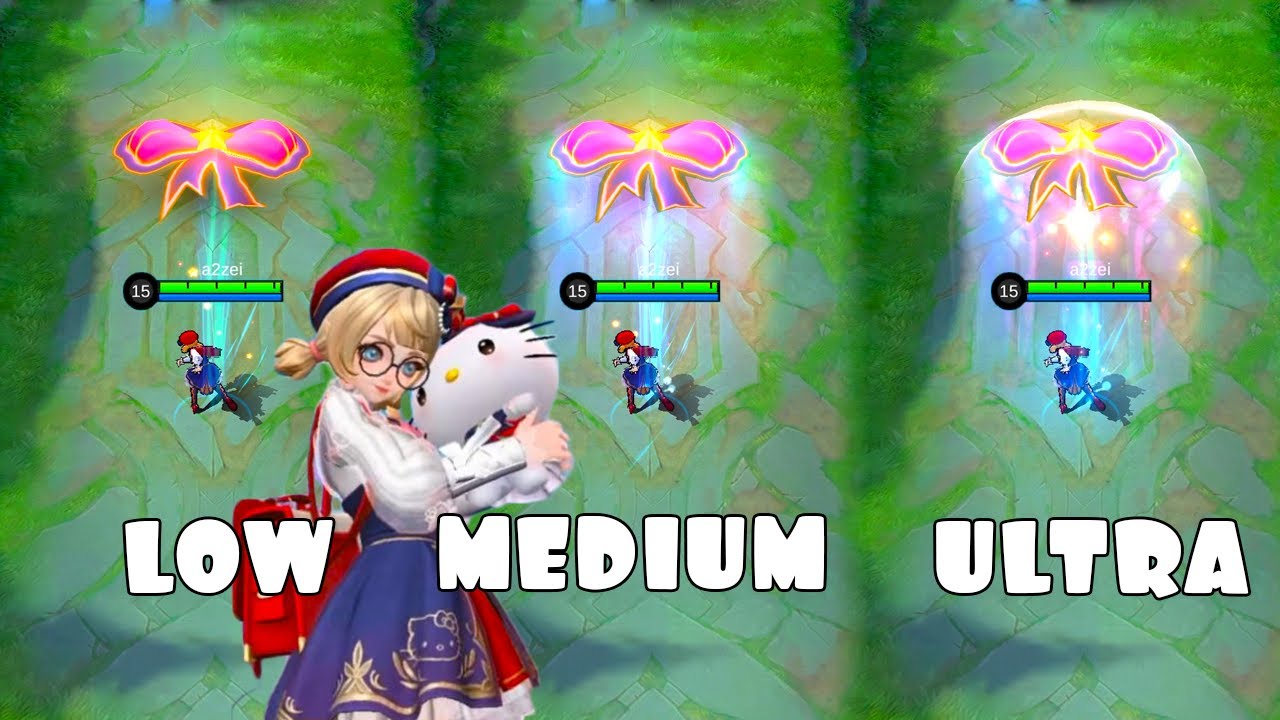 Angela Heartstring Sanrio Collab Skin in Different Graphics Settings