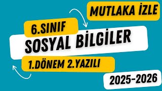 6. Sınıf Sosyal Bilgiler 1. Dönem 2. Yazılı 2025 2026 - Meb Açık Uçlu Sorular