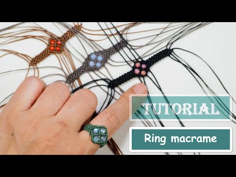 Macrame ring tutorial simple-Diy-How to makr-Macrame with stone beads ...