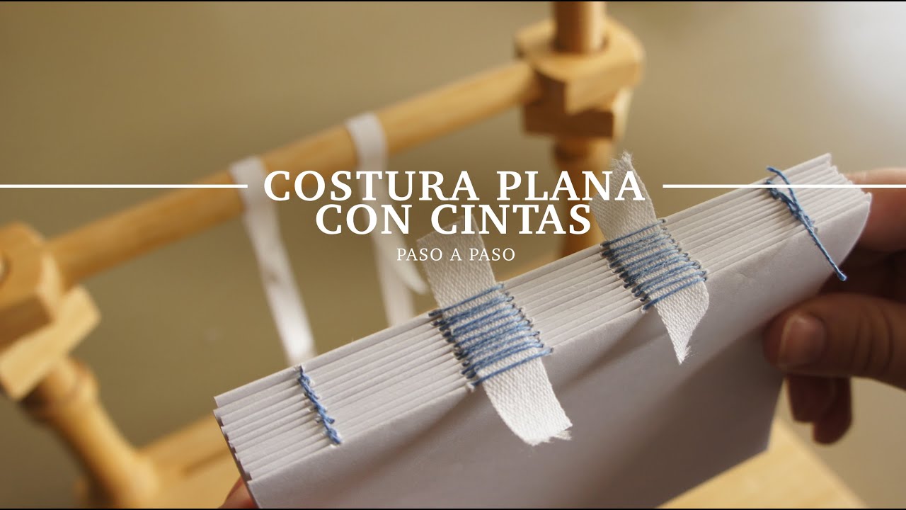 Costura plana con cintas. Encuadernación artesanal. Paso a paso.