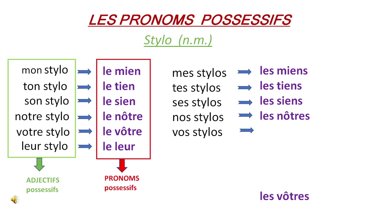 Leçon 1158 - Le pronom possessif