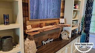 Floating Live Edge Shelf, Mantel and End Table Details
