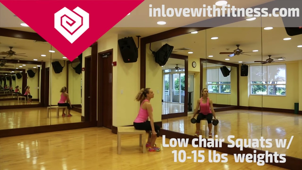 Low Chair Squats with Weights YouTube