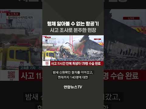 형체 알아볼 수 없는 항공기..사고 조사로 분주한 현장 #shorts / 연합뉴스TV (YonhapnewsTV)