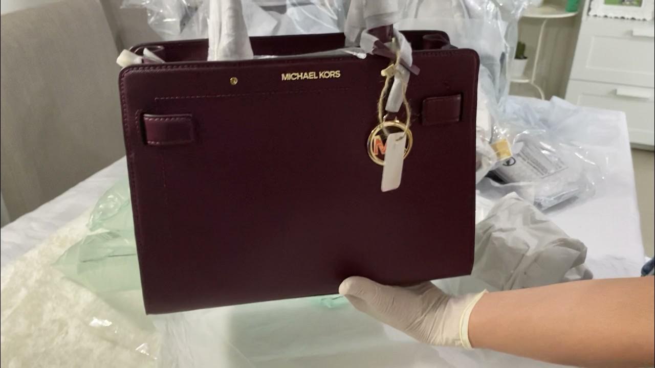 Michael Kors Marilyn Medium Saffiano Leather Merlot Shoulder Strap Bag New