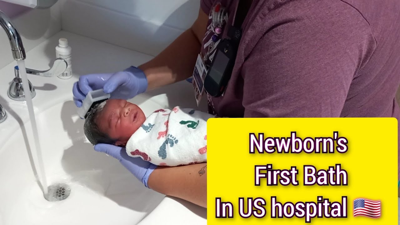 Newborn's first bath in USA 🇺🇸 hospital YouTube