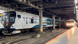 【185系C1編成とコラボ!】E257系2500番台オオNC-32編成が特急あかぎ9号高崎行きとして静かに上野駅14番線を発車するシーン(4009M)2024.6.9.19:59