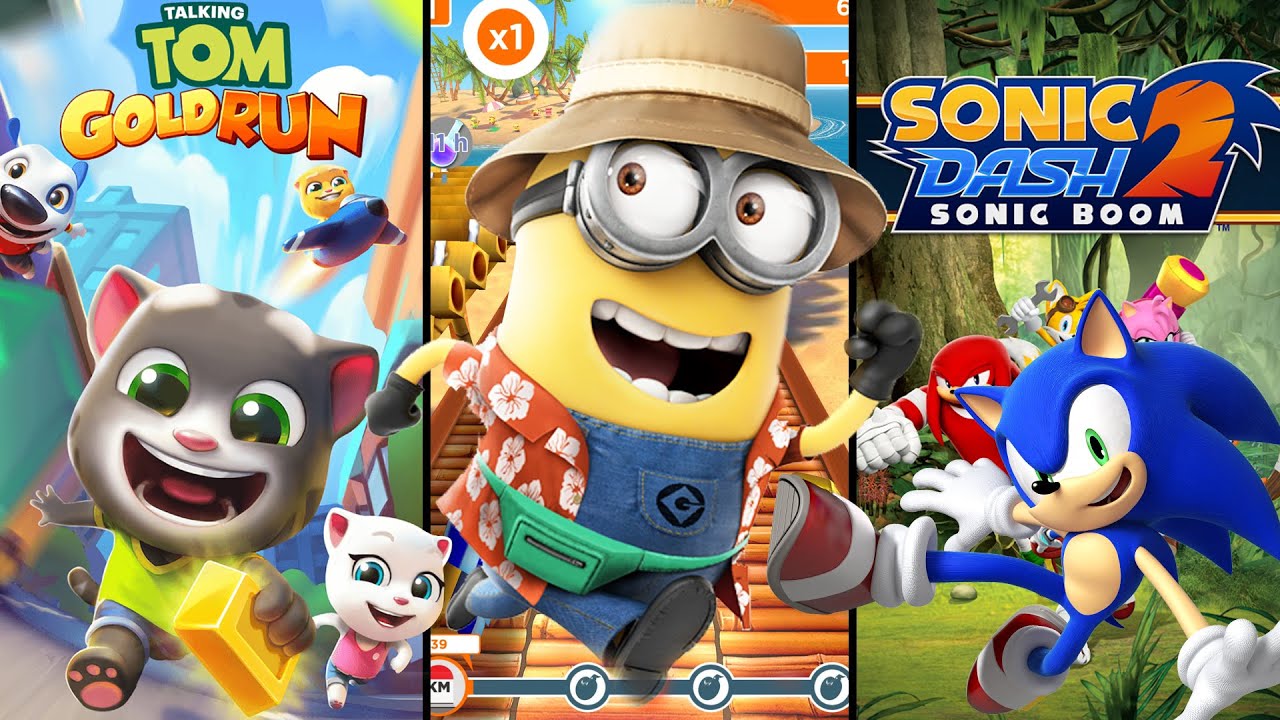 Talking Tom Gold Run VS Minion Rush Beach VS Sonic Dash 2 Sonic Boom ...