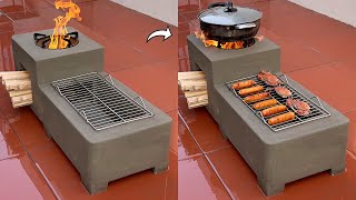 Build a 2 in 1 outdoor wood stove with cement and old Styrofoam  Simple ideas for wood stoves