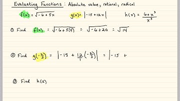 Evaluating Functions: Absolute value, rational, & radical