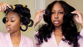 THE BEST & Easiest Hair Roller Tutorial on Sew-in | Velcro Ceramic Thermal Rollers from Ulta Beauty