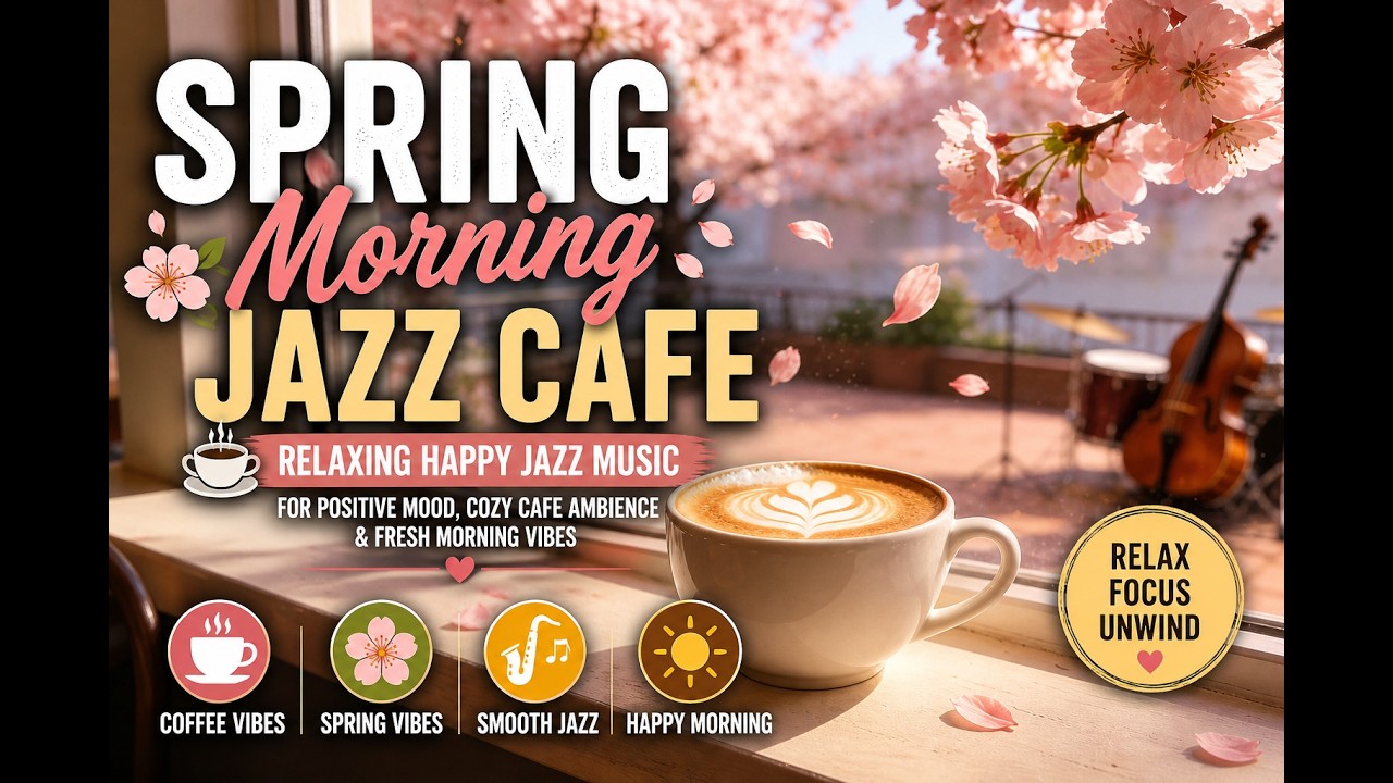 Spring Morning Jazz Cafe ☕🌸 Relaxing Happy Jazz Music for Positive Mood, Cozy Cafe & Fresh Morning