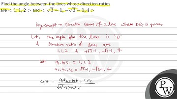 Find the angle between the lines whose direction ratios are \( <...