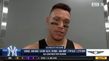 Aaron Judge in the clubhouse after defeating A