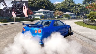 Drifting Nissan Skyline GTR R34  The Crew Motorfest | Steering Wheel Gameplay