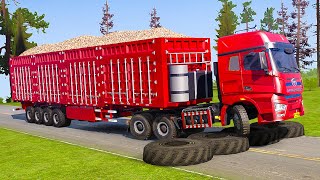 Big Truck vs Extreme Broken Road with Speed Bumps | Spintires: Mudrunner Gameplay P50