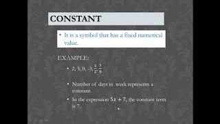 27  DIFFERENTIATING BETWEEN VARIABLES AND CONSTANTS IN A GIVEN ALGEBRAIC EXPRESSION