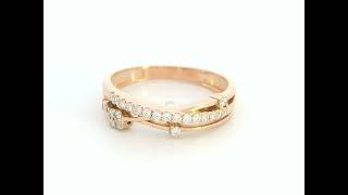 Diamond Crossover Ring in 18K Rose Gold