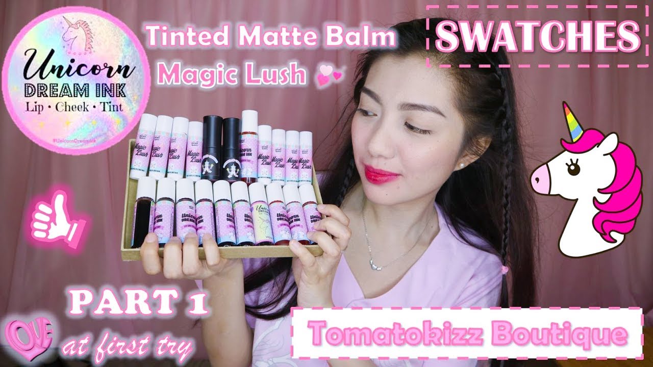 Unicorn Dream Magic Lush Tinted Matte Balm & Unicorn Lip Cushion Swatches  + Try On