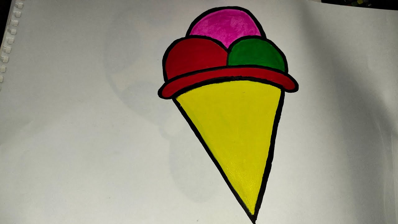 How to draw a cute ice cream drawing with colour 😍 ️ YouTube
