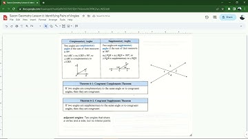 Saxon Geometry Lesson 6 Video 1: Pairs of Angles