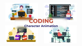 Flat Character Motion Graphic Animation | After Effects Templates | Coding Character Scene Pack