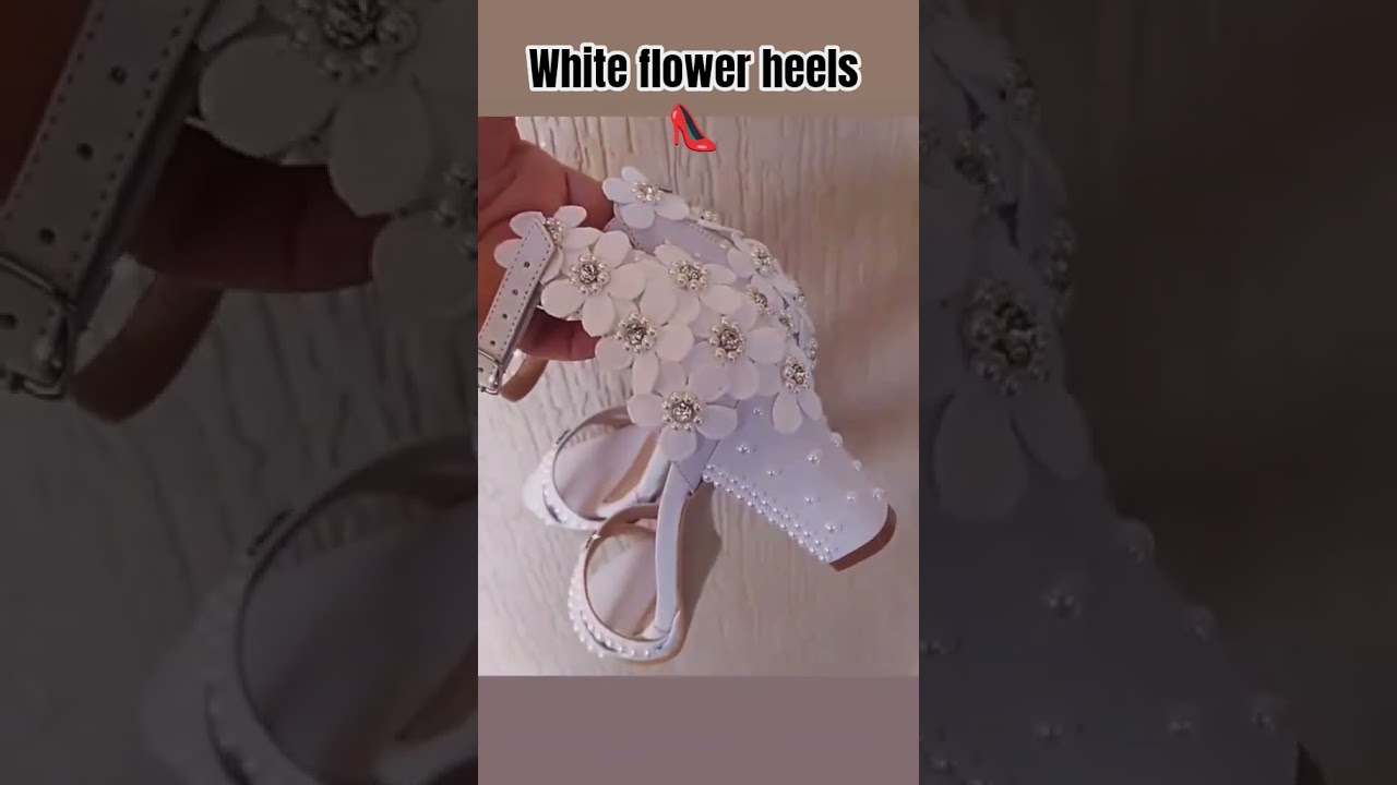 white flower heels 