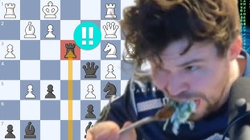 Magnus Carlsen Casually Destroys 3000 rated Opponent Whilst Eating Noodles