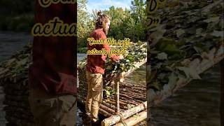 “Building a Floating Bamboo Raft Camp in the Wild 🌊🌿”#camping #usa #shorts