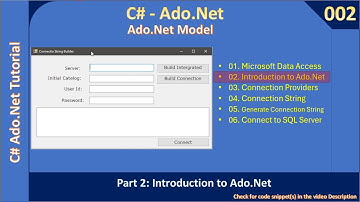 Ado Net Model | Part 2 - Introduction to Ado Net | Ado Net Tutorial #002