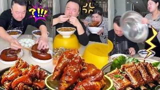 My selfish husband wanted to eat all the braised pork himself, so I got angry and ate it all.