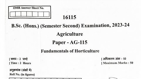 Fundamental of Horticulture question paper 2024 II MJPRU Fundamental of Horticulture solved paper 