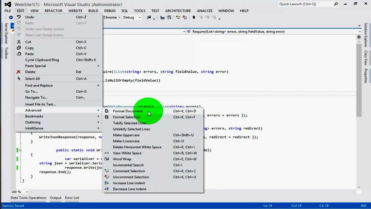 How to arrange the codes in Visual Studio - YouTube