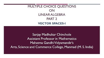 MCQ on Linear Algebra Part 2 (Vector Spaces I)