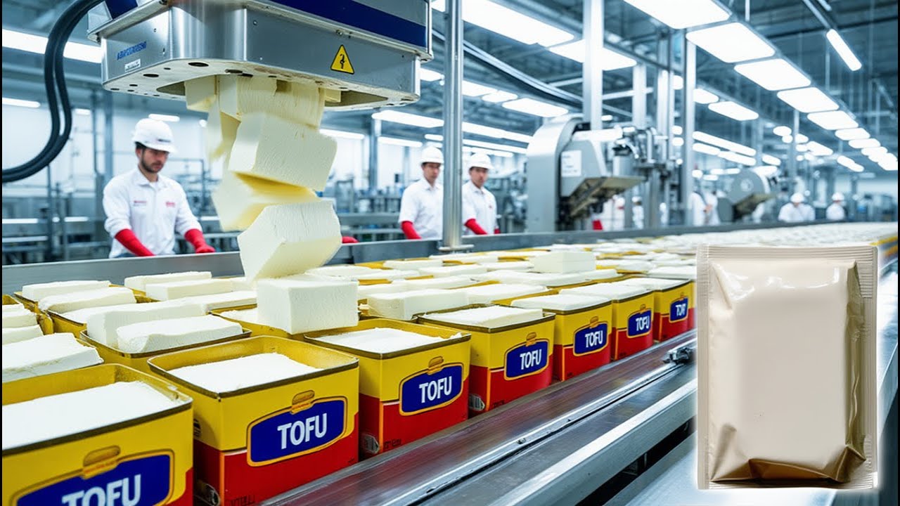 Внутри современной фабрики по производству тофу: от соевых бобов до шелковистых блоков.