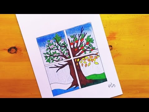 رسم الفصول الاربعه Four Seasons Drawing