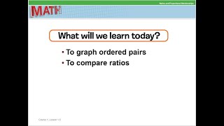 Math Ch 1 Lesson 5 Graph Ratio Tables