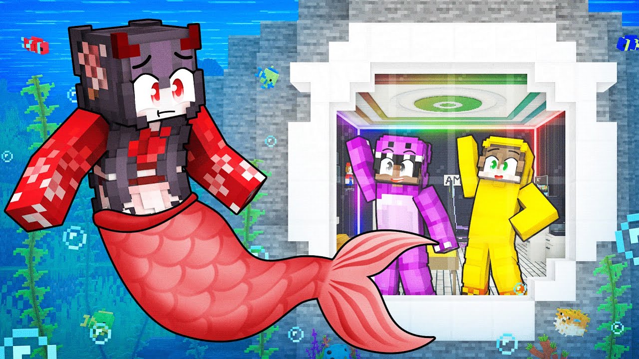 Becoming MERMAIDS to BUILD MOST SECURE UNDERWATER HOUSE in Minecraft!