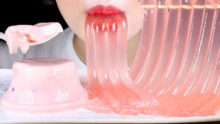 ASMR Jelly Straws and Yogurt Strawberry Pudding with Nata de Coco | Eating Sounds Mukbang