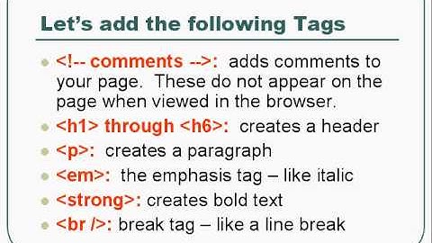 XHTML Tags