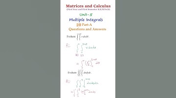 Multiple Integrals Part-A Questions and Answers #shorts #hariganeshmaths